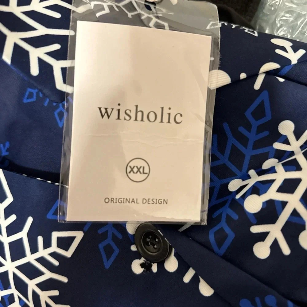 Wisholic Men’s Blue Snowflake FestiveJacket  Chest 54”
Single button closure - Picture 5 of 7